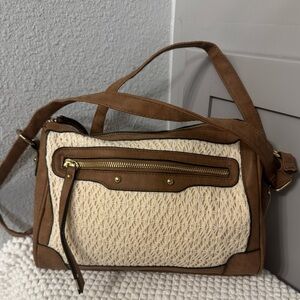 Minicci Brown and Cream Crochet Women's Handbag